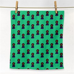 Nerdy 60s  Girl Pattern Seafoam Green Face Towel by snowwhitegirl