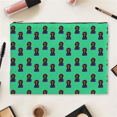 Nerdy 60s  Girl Pattern Seafoam Green Cosmetic Bag (xl) by snowwhitegirl