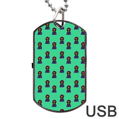 Nerdy 60s  Girl Pattern Seafoam Green Dog Tag Usb Flash (one Side) by snowwhitegirl