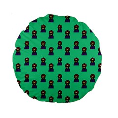 Nerdy 60s  Girl Pattern Seafoam Green Standard 15  Premium Round Cushions by snowwhitegirl