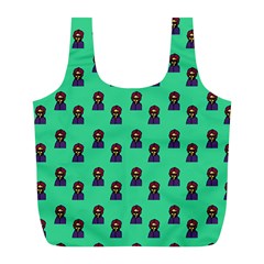 Nerdy 60s  Girl Pattern Seafoam Green Full Print Recycle Bag (l) by snowwhitegirl