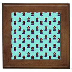 Nerdy 60s  Girl Pattern Aqua Framed Tile by snowwhitegirl