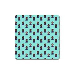 Nerdy 60s  Girl Pattern Aqua Square Magnet by snowwhitegirl