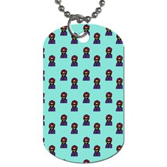 Nerdy 60s  Girl Pattern Aqua Dog Tag (one Side) by snowwhitegirl