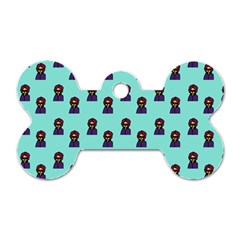 Nerdy 60s  Girl Pattern Aqua Dog Tag Bone (one Side) by snowwhitegirl