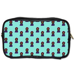 Nerdy 60s  Girl Pattern Aqua Toiletries Bag (two Sides) by snowwhitegirl