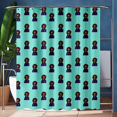 Nerdy 60s  Girl Pattern Aqua Shower Curtain 60  X 72  (medium)  by snowwhitegirl