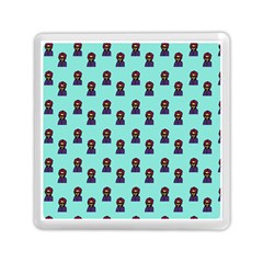 Nerdy 60s  Girl Pattern Aqua Memory Card Reader (square) by snowwhitegirl