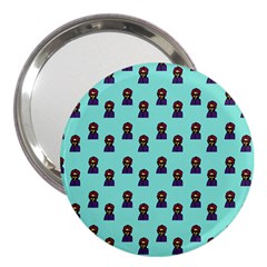 Nerdy 60s  Girl Pattern Aqua 3  Handbag Mirrors by snowwhitegirl