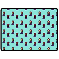 Nerdy 60s  Girl Pattern Aqua Double Sided Fleece Blanket (large)  by snowwhitegirl