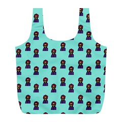 Nerdy 60s  Girl Pattern Aqua Full Print Recycle Bag (l) by snowwhitegirl