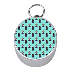 Nerdy 60s  Girl Pattern Aqua Mini Silver Compasses by snowwhitegirl