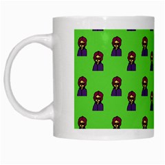 Nerdy 60s  Girl Pattern Green White Mugs by snowwhitegirl