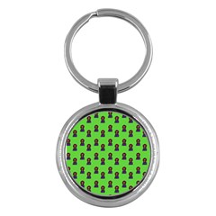 Nerdy 60s  Girl Pattern Green Key Chain (round) by snowwhitegirl