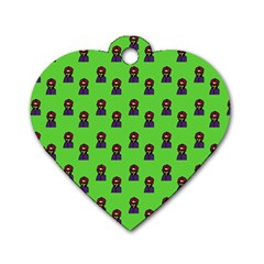 Nerdy 60s  Girl Pattern Green Dog Tag Heart (two Sides) by snowwhitegirl