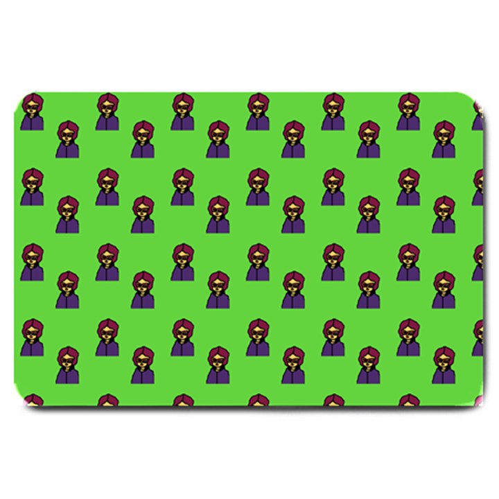 Nerdy 60s  Girl Pattern Green Large Doormat 