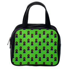 Nerdy 60s  Girl Pattern Green Classic Handbag (one Side) by snowwhitegirl