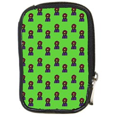 Nerdy 60s  Girl Pattern Green Compact Camera Leather Case by snowwhitegirl