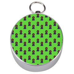 Nerdy 60s  Girl Pattern Green Silver Compasses by snowwhitegirl