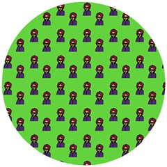 Nerdy 60s  Girl Pattern Green Wooden Puzzle Round