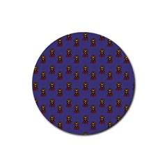 Nerdy 60s  Girl Pattern Dark Purple Rubber Coaster (round)  by snowwhitegirl