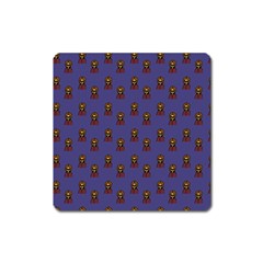 Nerdy 60s  Girl Pattern Dark Purple Square Magnet by snowwhitegirl