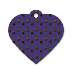 Nerdy 60s  Girl Pattern Dark Purple Dog Tag Heart (two Sides) by snowwhitegirl