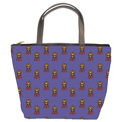 Nerdy 60s  Girl Pattern Dark Purple Bucket Bag by snowwhitegirl