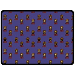 Nerdy 60s  Girl Pattern Dark Purple Fleece Blanket (large)  by snowwhitegirl