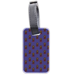 Nerdy 60s  Girl Pattern Dark Purple Luggage Tag (two Sides) by snowwhitegirl