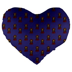 Nerdy 60s  Girl Pattern Dark Purple Large 19  Premium Heart Shape Cushions by snowwhitegirl