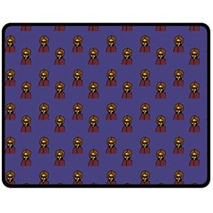 Nerdy 60s  Girl Pattern Dark Purple Double Sided Fleece Blanket (medium)  by snowwhitegirl