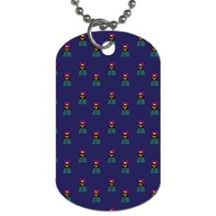 Nerdy 60s  Girl Pattern Blue Dog Tag (two Sides) by snowwhitegirl