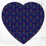 Nerdy 60s  Girl Pattern Blue Jigsaw Puzzle (Heart) Front