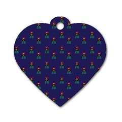 Nerdy 60s  Girl Pattern Blue Dog Tag Heart (two Sides) by snowwhitegirl