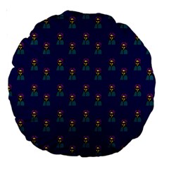 Nerdy 60s  Girl Pattern Blue Large 18  Premium Round Cushions by snowwhitegirl