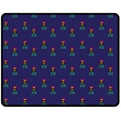 Nerdy 60s  Girl Pattern Blue Double Sided Fleece Blanket (medium)  by snowwhitegirl