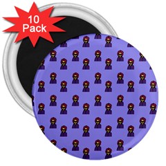 Nerdy 60s  Girl Pattern Purple 3  Magnets (10 Pack) 