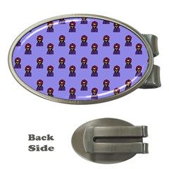 Nerdy 60s  Girl Pattern Purple Money Clips (oval)  by snowwhitegirl