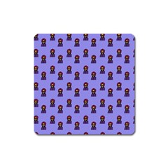 Nerdy 60s  Girl Pattern Purple Square Magnet by snowwhitegirl