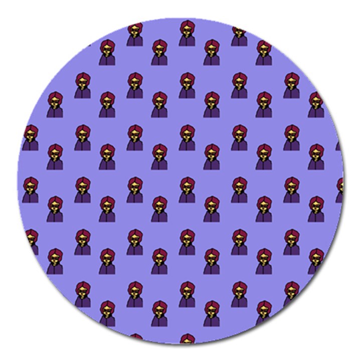 Nerdy 60s  Girl Pattern Purple Magnet 5  (Round)