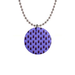 Nerdy 60s  Girl Pattern Purple 1  Button Necklace by snowwhitegirl