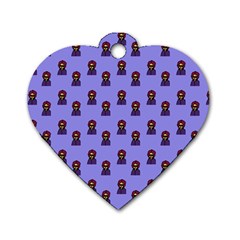 Nerdy 60s  Girl Pattern Purple Dog Tag Heart (two Sides) by snowwhitegirl