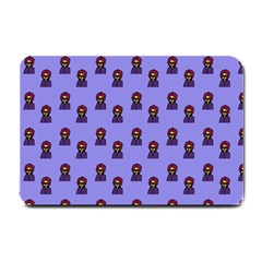 Nerdy 60s  Girl Pattern Purple Small Doormat  by snowwhitegirl