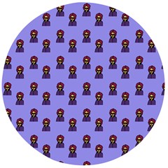 Nerdy 60s  Girl Pattern Purple Wooden Bottle Opener (round)