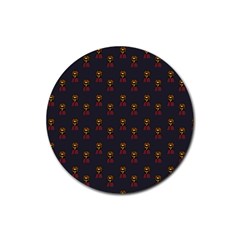 Nerdy 60s  Girl Pattern Grey Rubber Coaster (round)  by snowwhitegirl