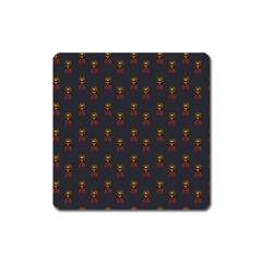 Nerdy 60s  Girl Pattern Grey Square Magnet by snowwhitegirl