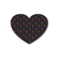 Nerdy 60s  Girl Pattern Grey Rubber Coaster (heart)  by snowwhitegirl