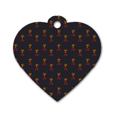 Nerdy 60s  Girl Pattern Grey Dog Tag Heart (one Side) by snowwhitegirl