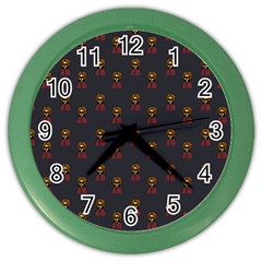 Nerdy 60s  Girl Pattern Grey Color Wall Clock by snowwhitegirl